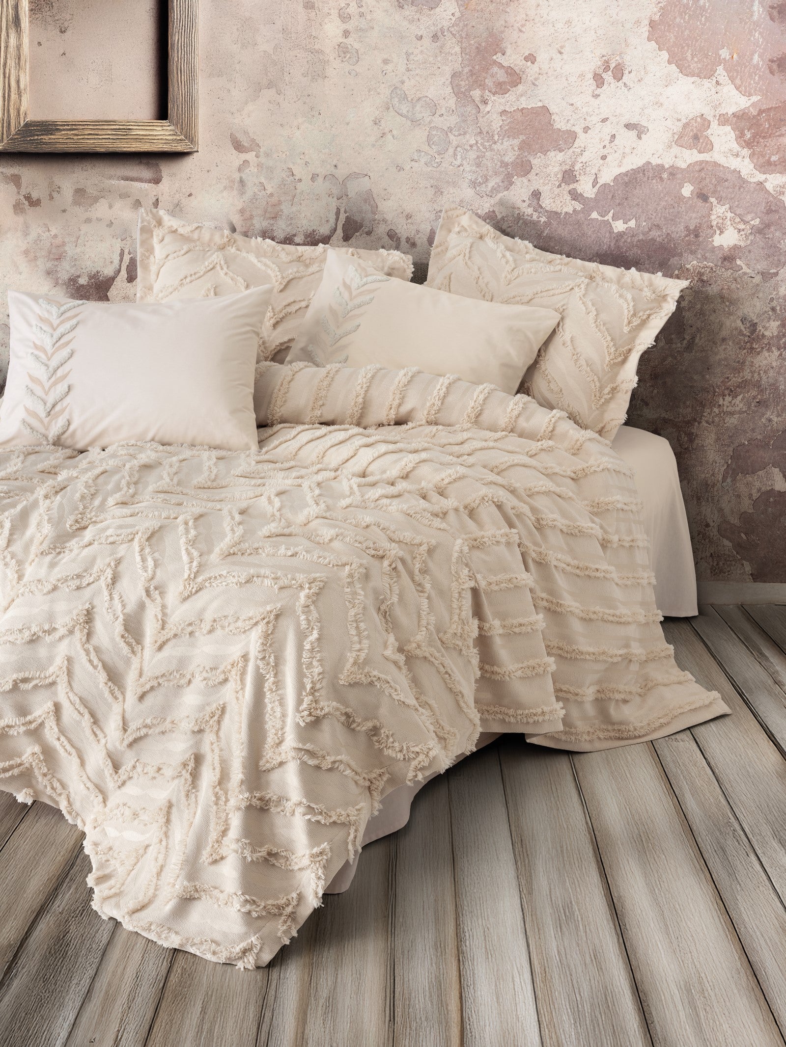 Limi Çift Kişilik Yatak Örtülü Nevresim Takımı Crimp Bej