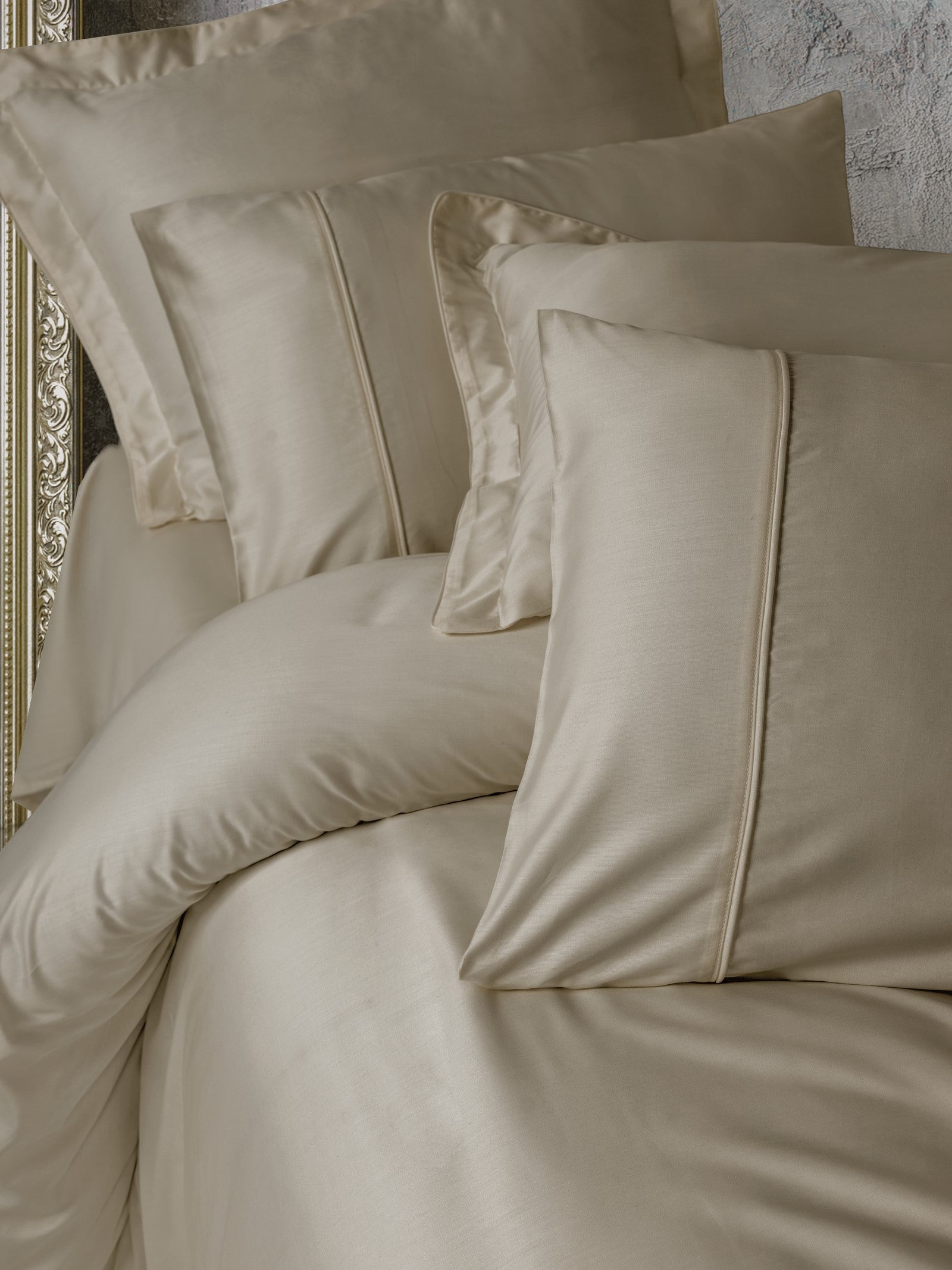 Silky Saten Çift Kişilik Nevresim Takımı Bej