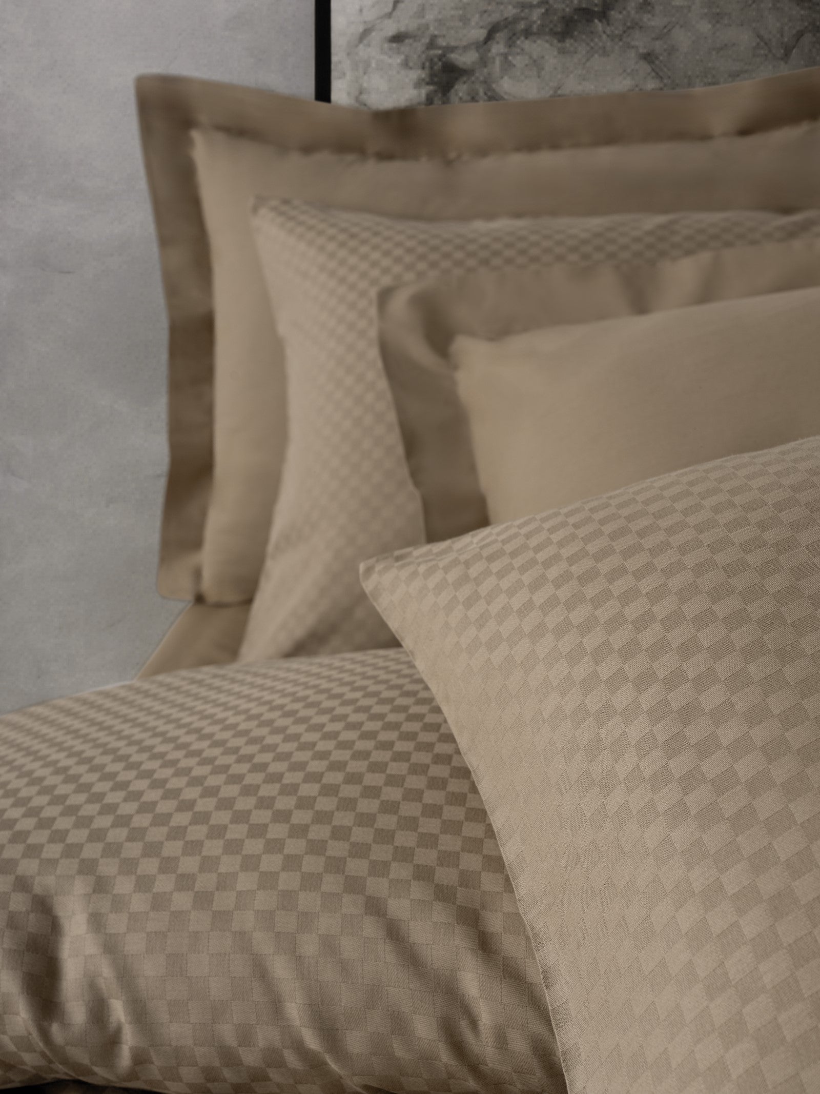 Plaid Ranforce Tek Kişilik Nevresim Takımı Vizon