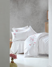 3D Embroidered Satin Double Duvet Cover Set - Perla