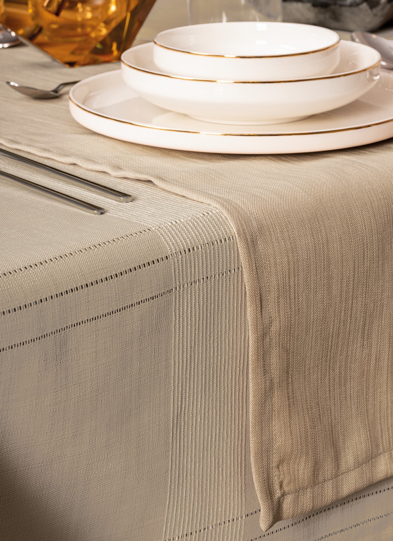 Antique Masa Örtüsü Seti Jasmine Bej 155x220