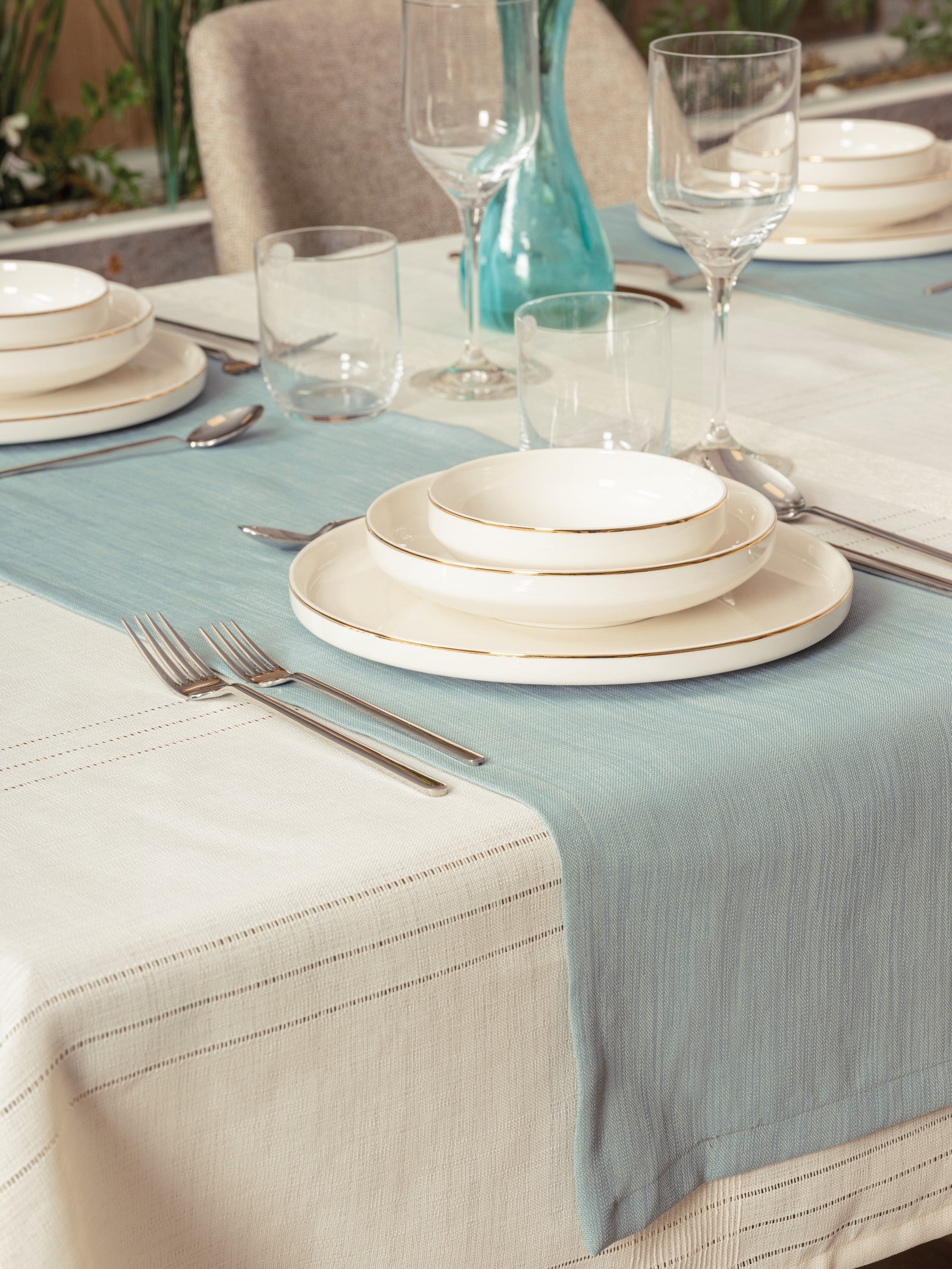 Antique Masa Örtüsü Seti Jasmine Krem 155x220