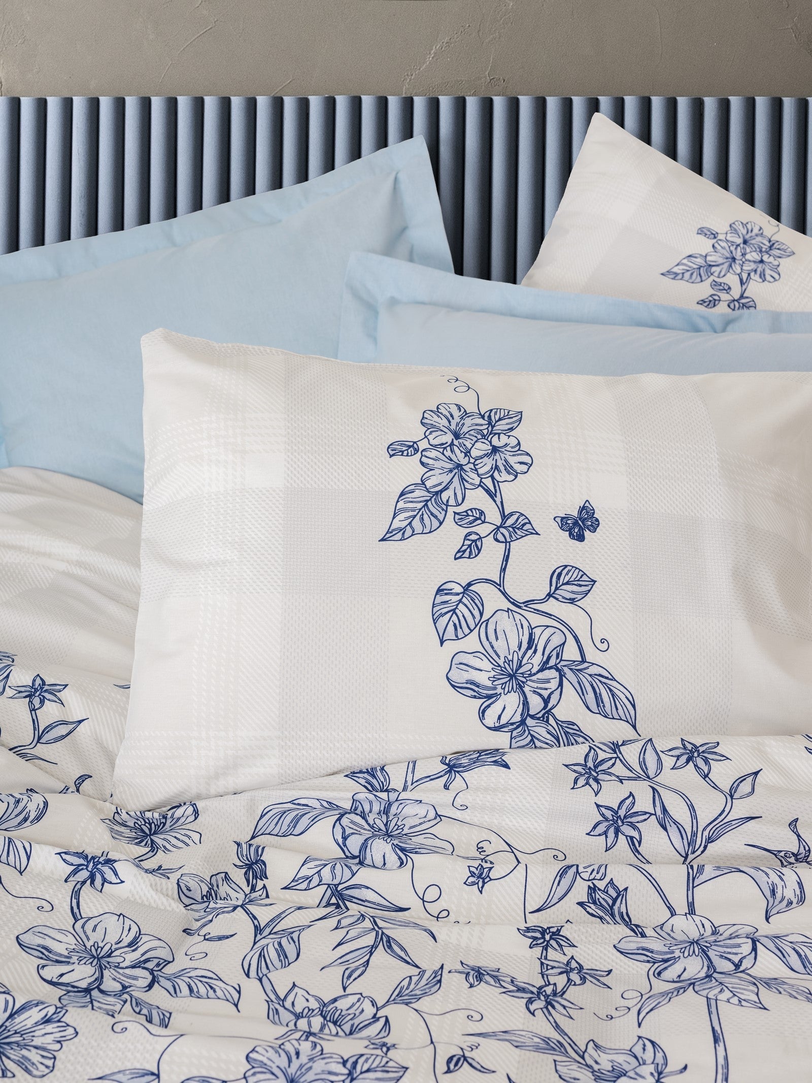 Çift Kişilik Nevresim Takımı Linora Mavi