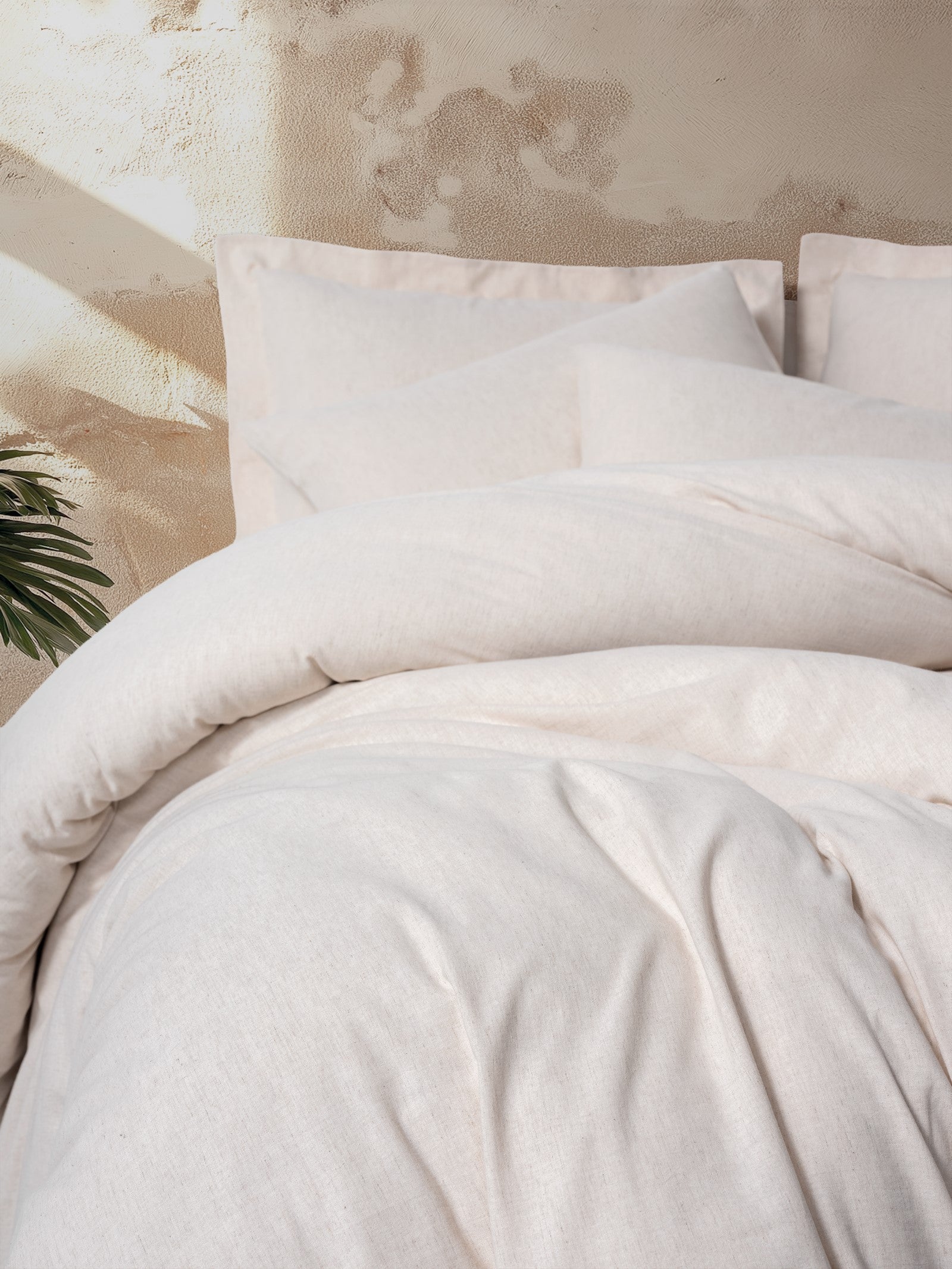 Cotton Keten Çift Kişilik Nevresim Takımı Basic Bej