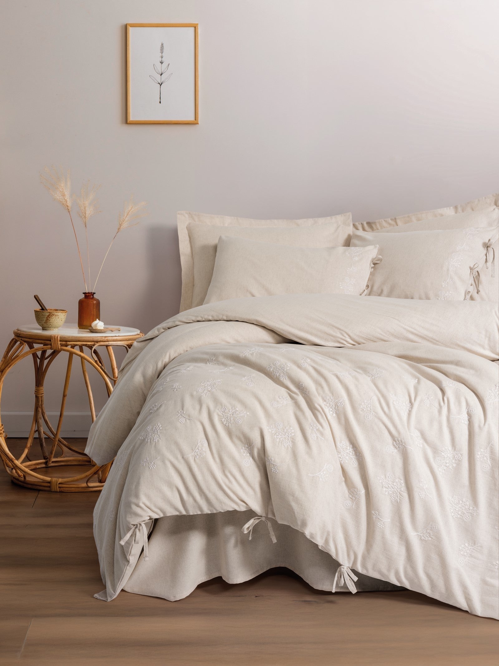 Cotton Keten Çift Kişilik Nevresim Takımı Esmira Bej