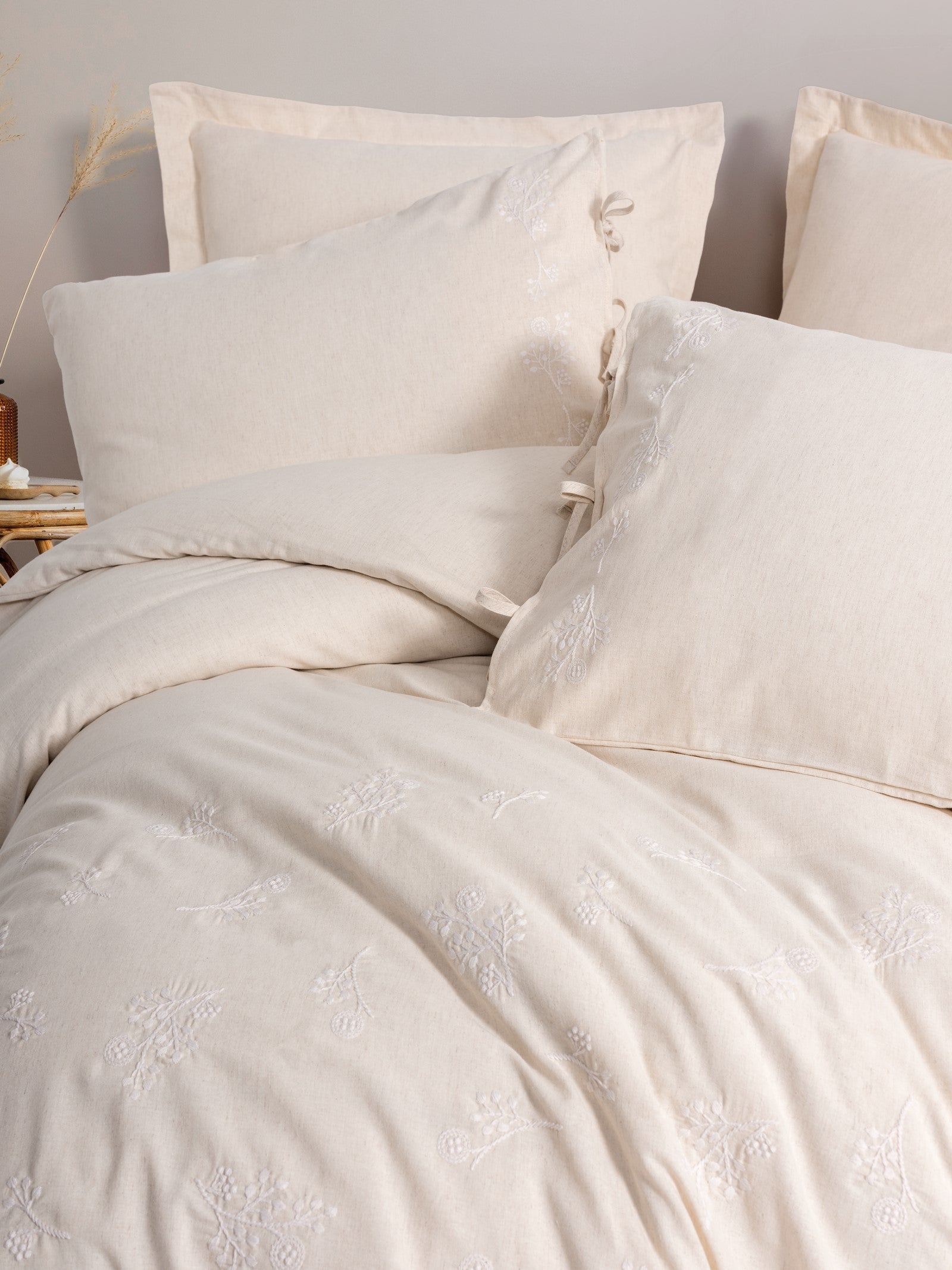 Cotton Keten Çift Kişilik Nevresim Takımı Esmira Bej