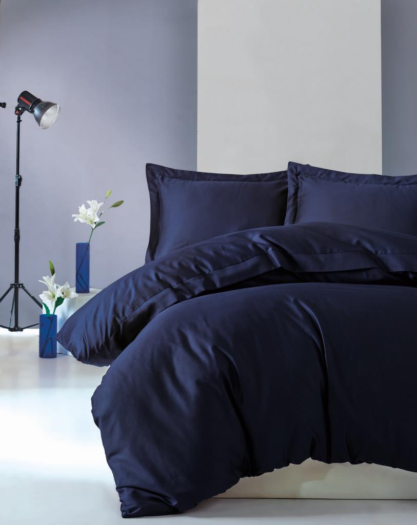 Elegant Saten Çift Kişilik Nevresim Takımı - Lacivert