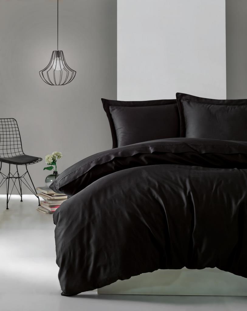 Elegant Saten Tek Kişilik Nevresim Takımı Siyah