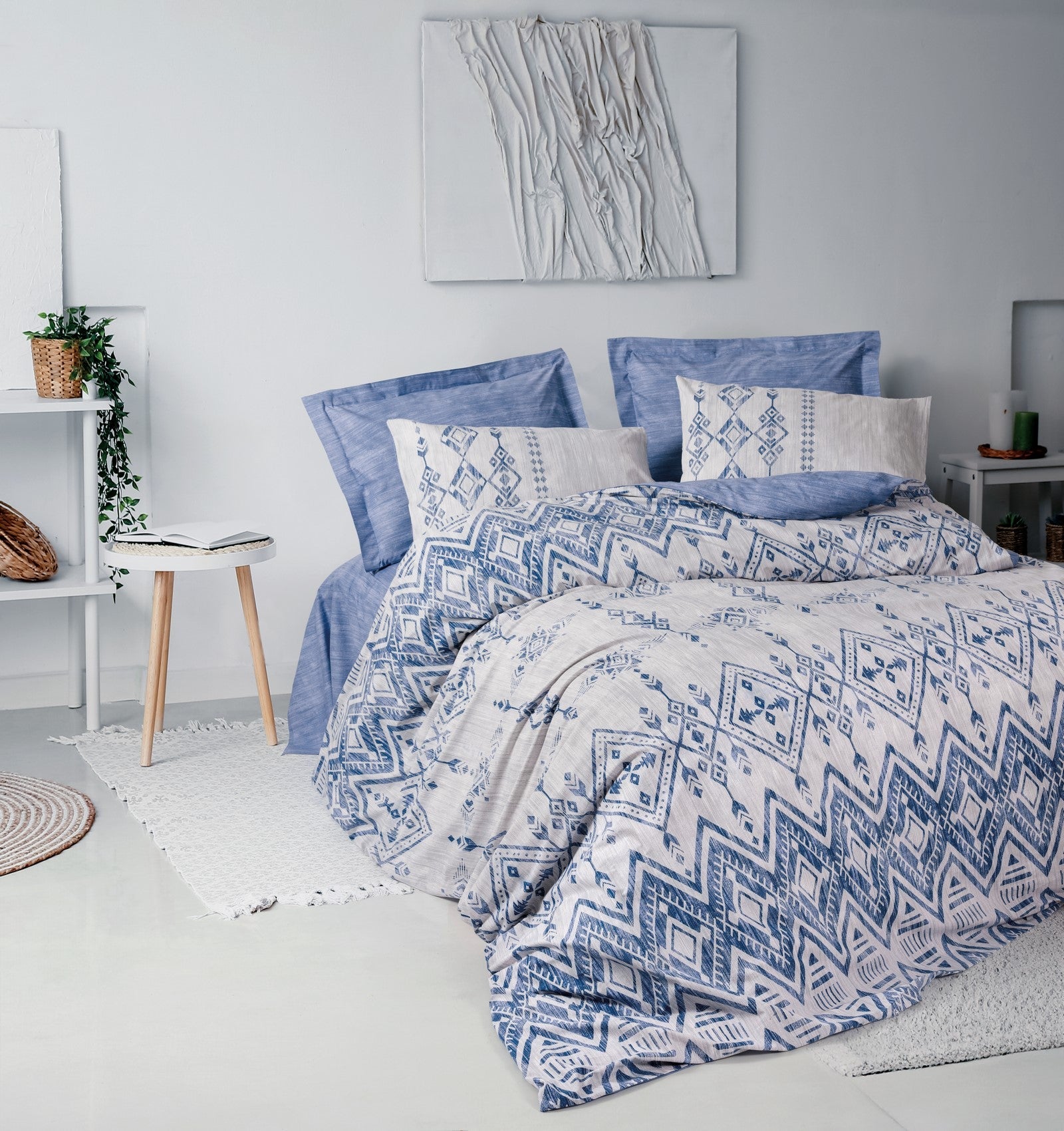Ethnic Çift Kişilik Nevresim Takımı Cleo Mavi