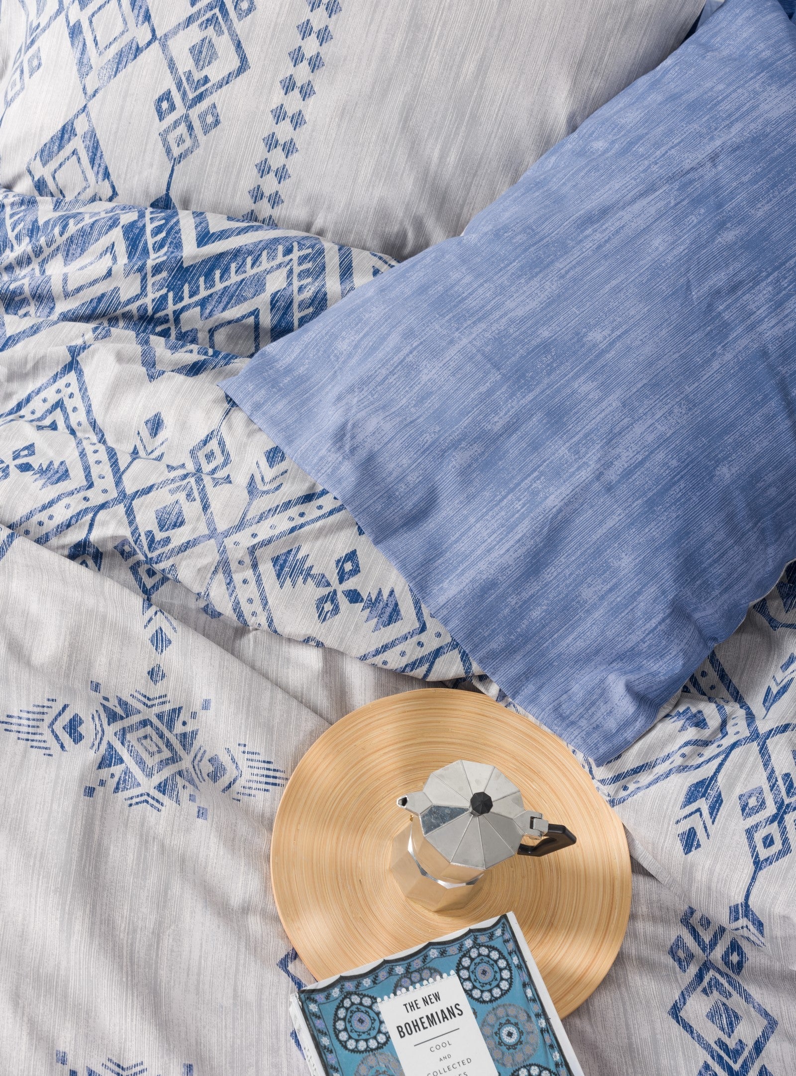 Ethnic Çift Kişilik Nevresim Takımı Cleo Mavi