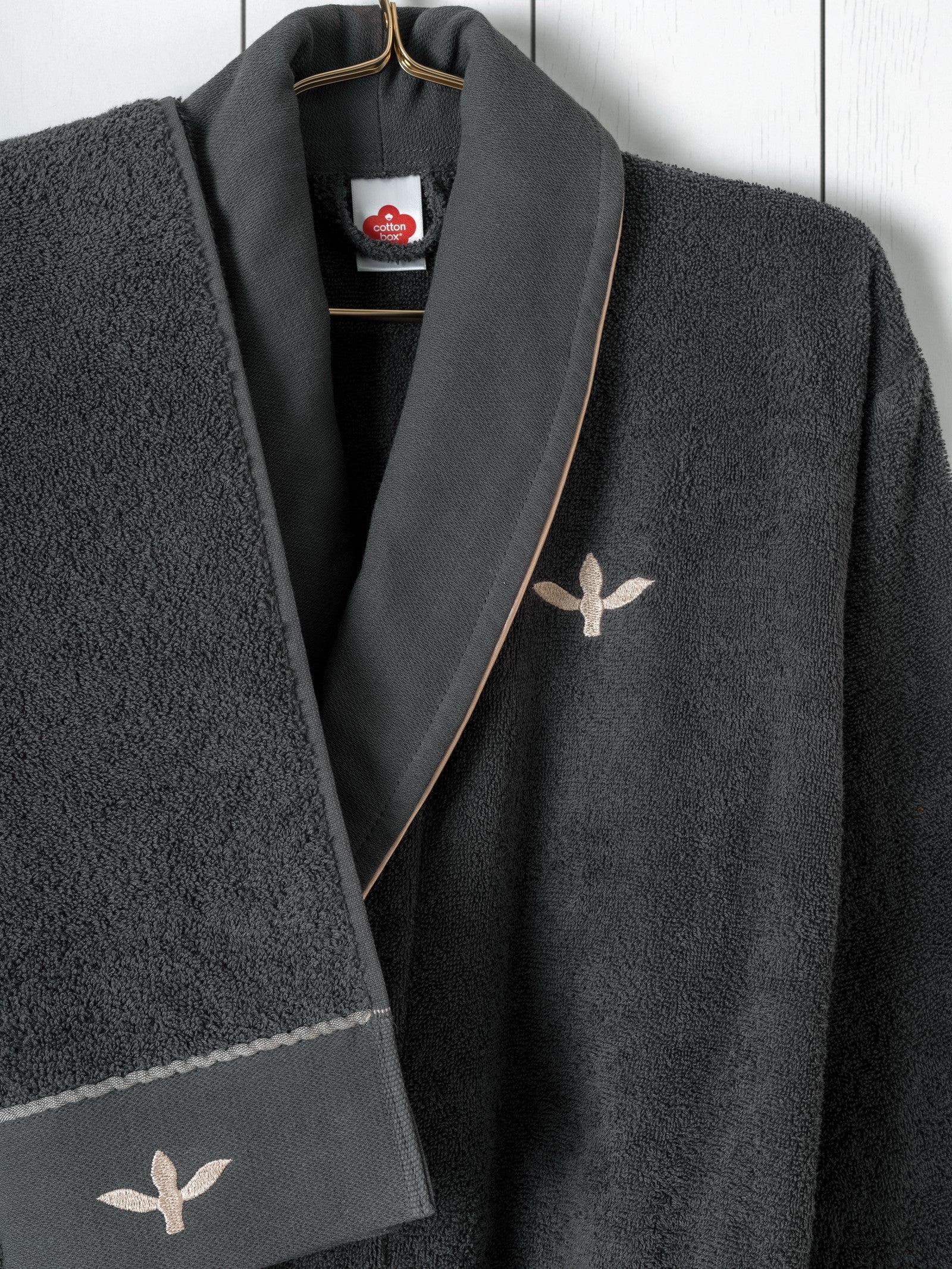 Folk Art Aile Bornoz Seti Yamka Bej-Antrasit