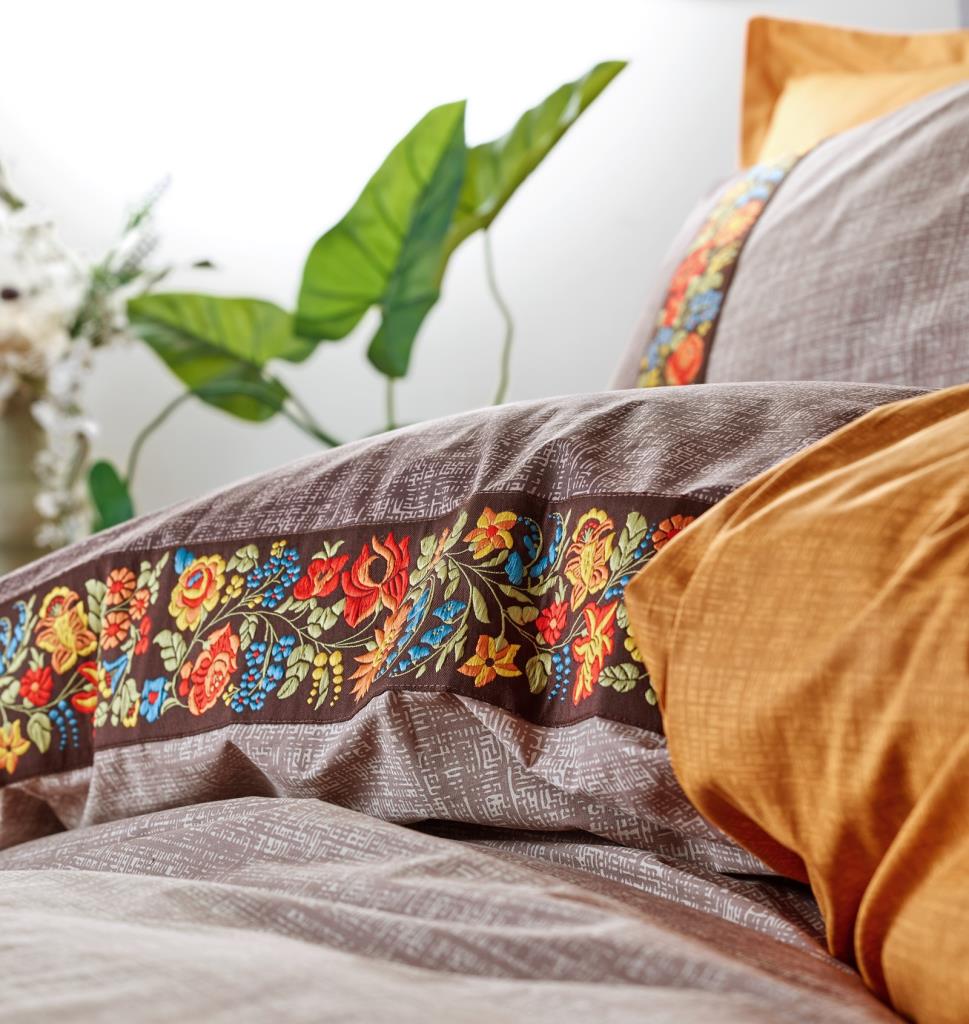 Folk Art Çift Kişilik Nevresim Takımı Vizon