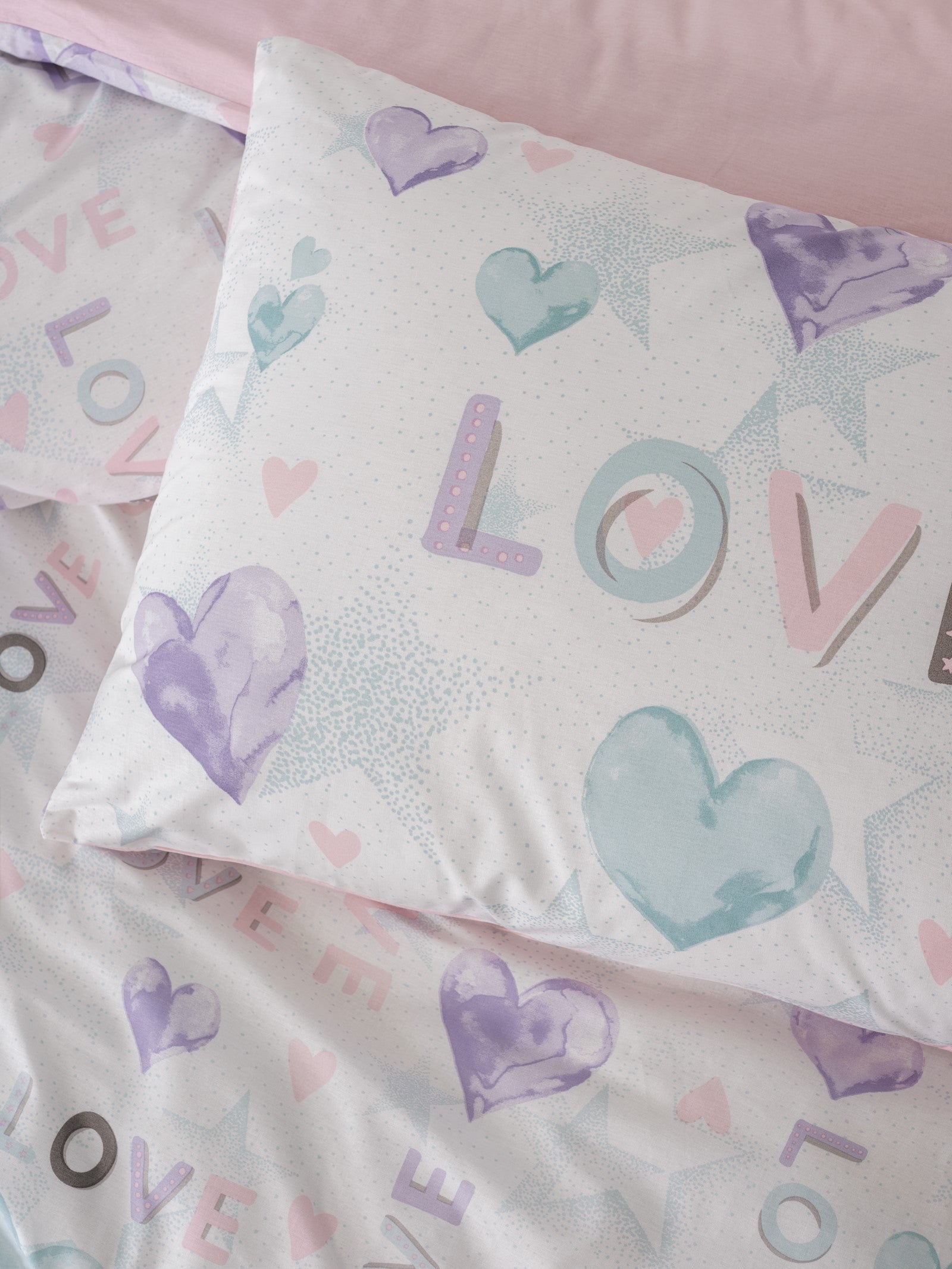 Genç Odası Tek Kişilik Lastikli Çarşaflı Nevresim Takımı Lovella Pembe