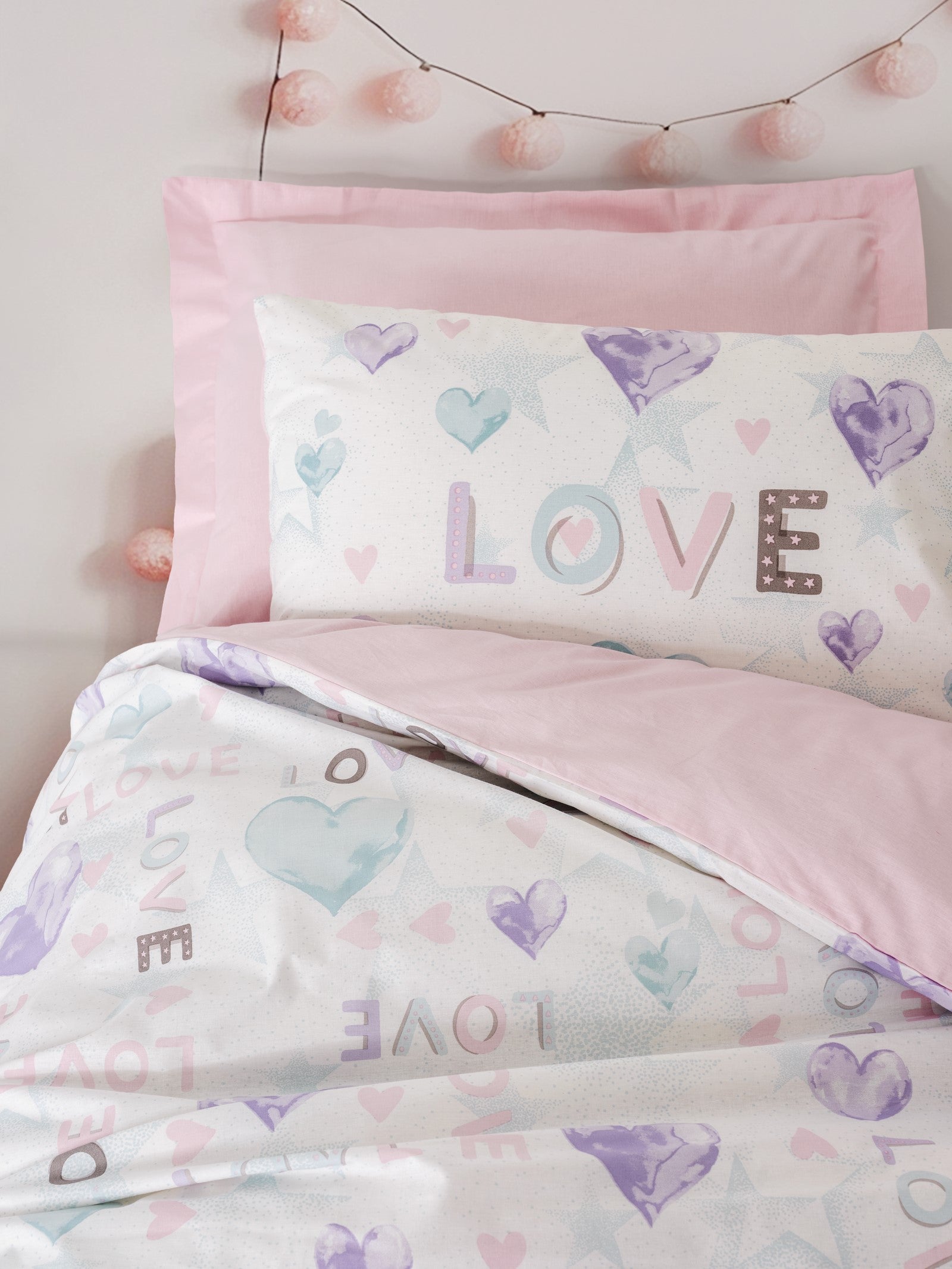 Genç Odası Tek Kişilik Nevresim Takımı Lovella Pembe