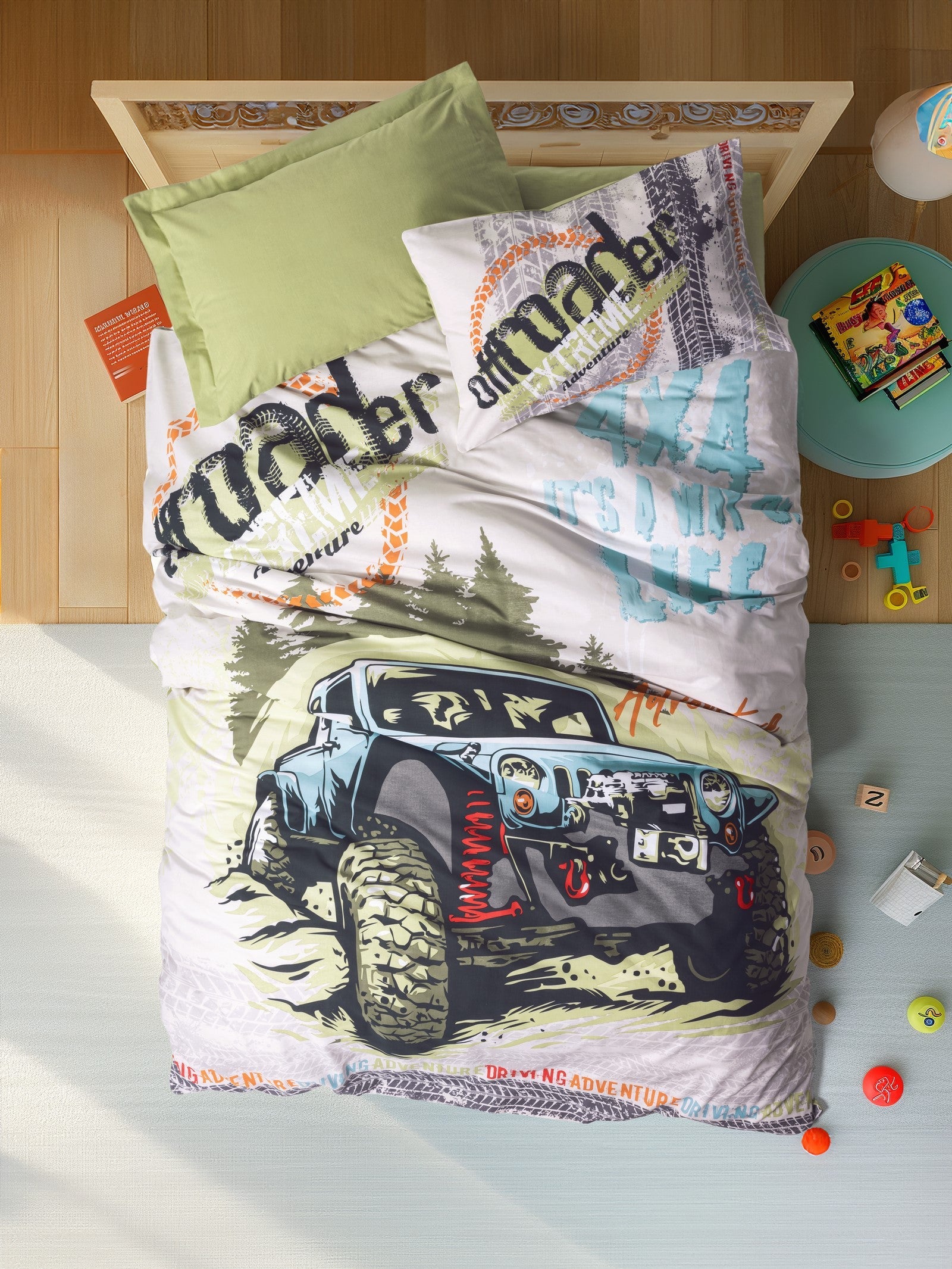 Junior Tek Kişilik Nevresim Takımı Adventure Yeşil