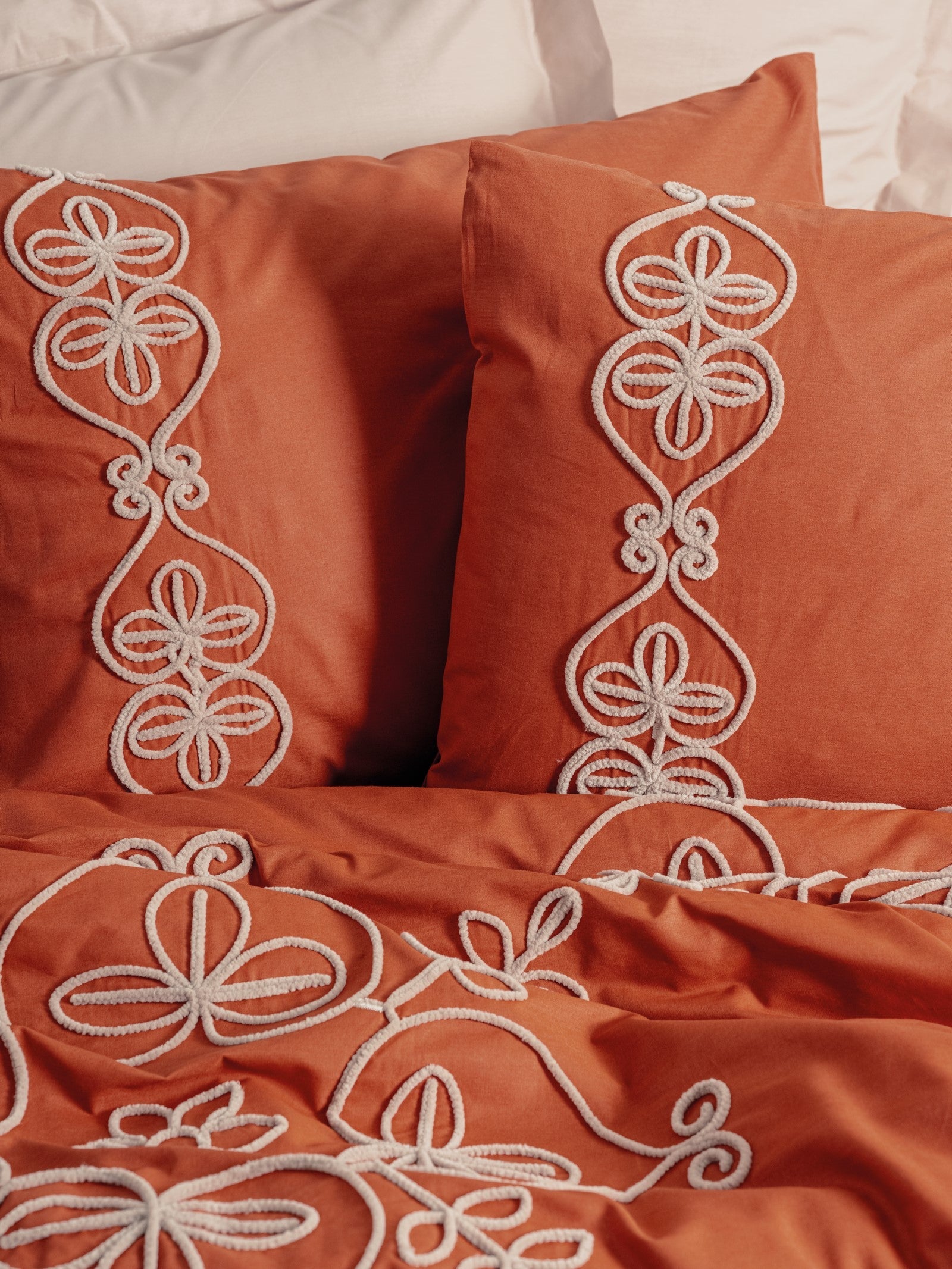 Nakışlı Ranforce Çift Kişilik Nevresim Takımı Tiva Bej