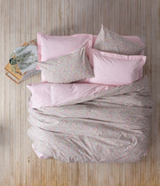 Petite Çift Kişilik Lastikli Çarşaflı Nevresim Takımı Sihu Pembe