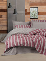 Ribbed Çift Kişilik Nevresim Takımı Bande Bordo