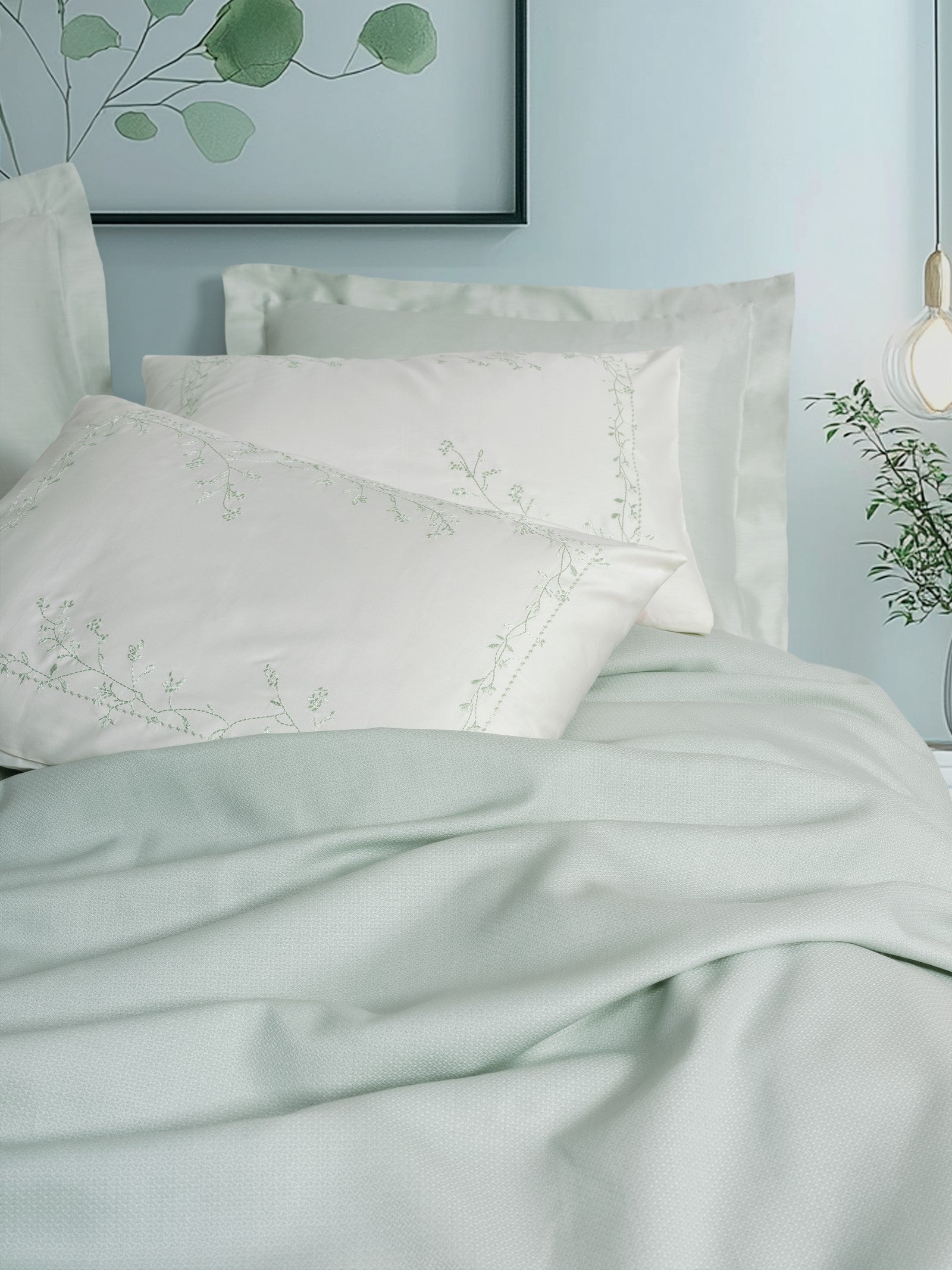 Serenity Bambu Çift Kişilik Pike Takımı Brisa Mint