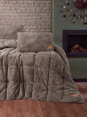 Single Plush Duvet Set Beige 155x215 cm