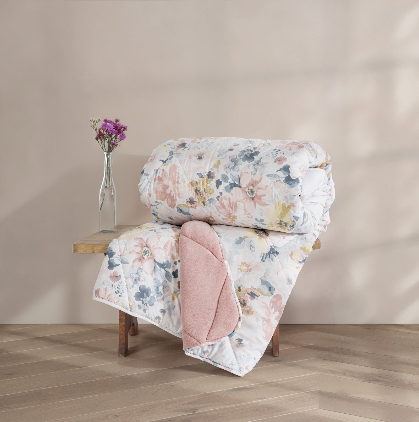 Velvet Tek Kişilik Yorgan Dalya Pudra 155x215 cm