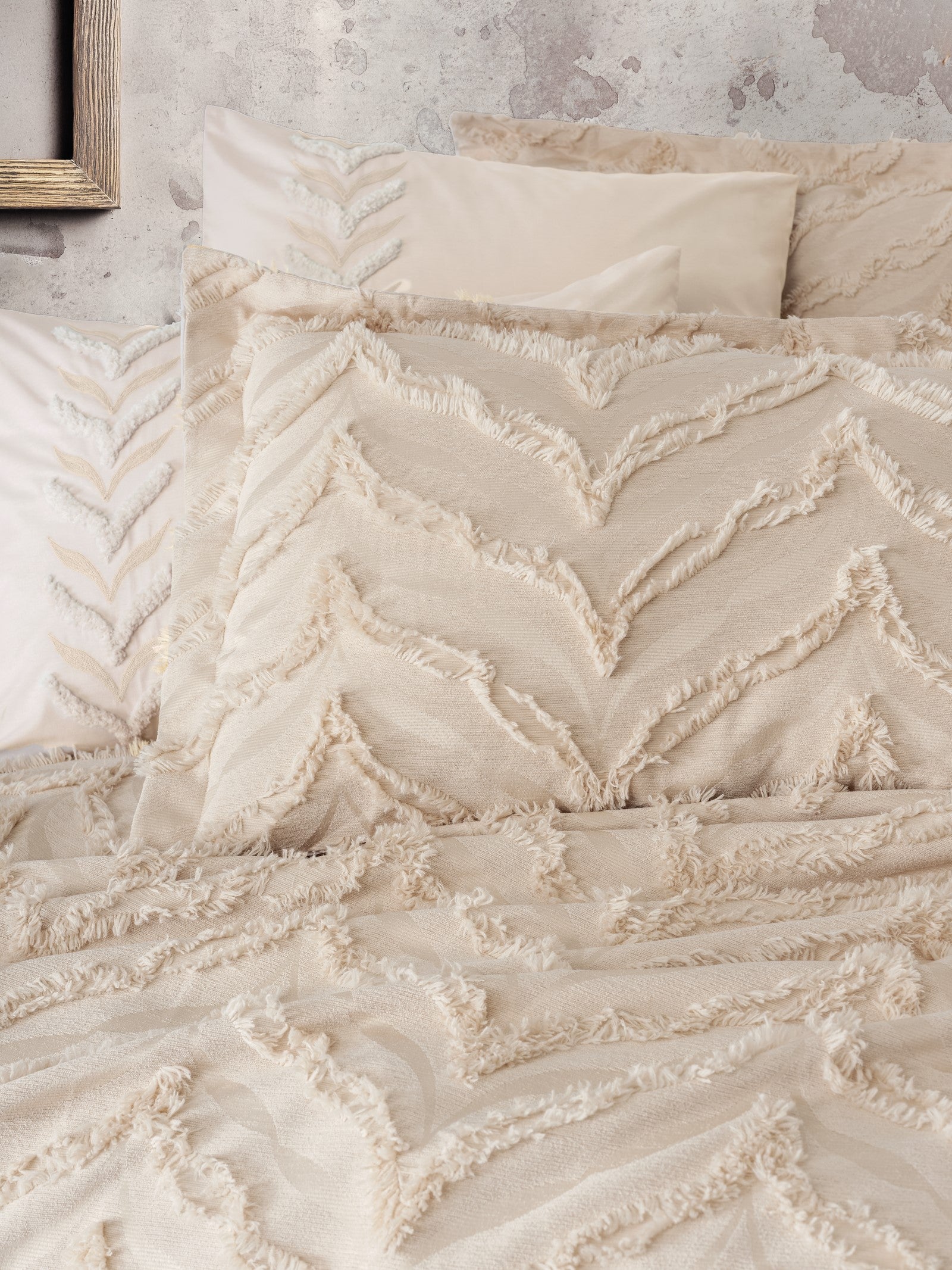 Limi Çift Kişilik Yatak Örtülü Nevresim Takımı Crimp Bej