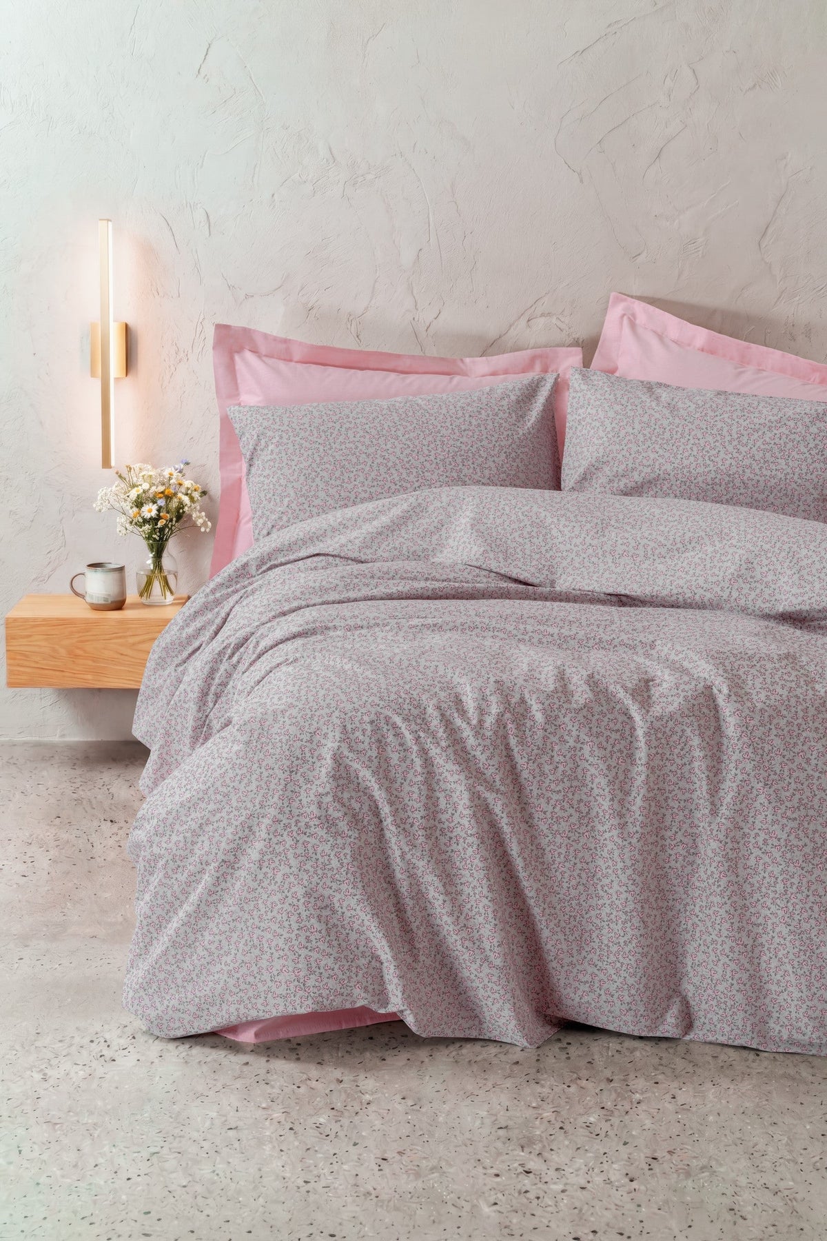 Petite Double Fitted Sheet Duvet Cover Set Otis Pink