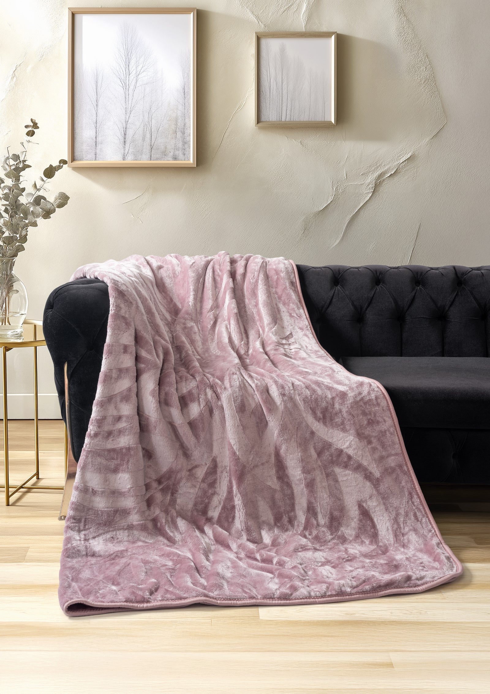 Emboss Double Blanket Dusty Rose