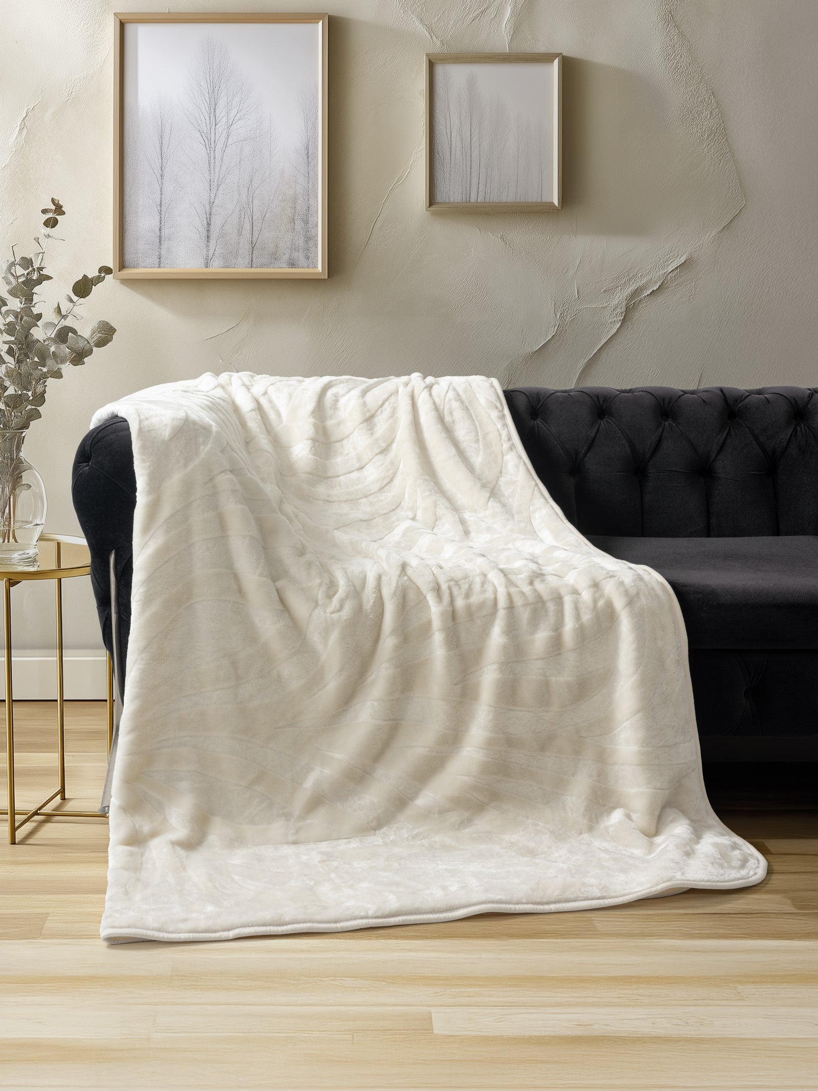 Emboss Double Blanket Cream