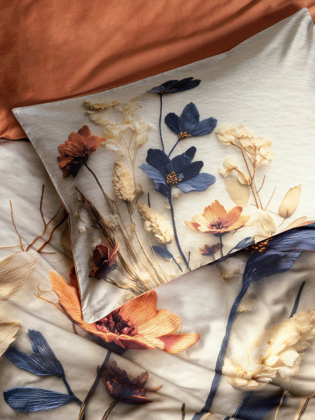5D Silky Tencel Sateen Double Duvet Cover Set Sun Cinnamon