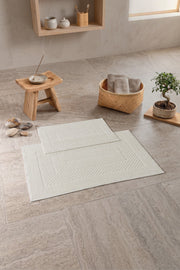 Aura Jakarlı Kaymaz Taban Pamuklu Paspas Seti Frame Krem 60x90+40x60
