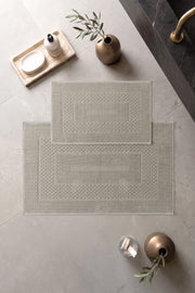 Aura Jakarlı Kaymaz Taban Pamuklu Paspas Seti Frame Vizon 60x90+40x60