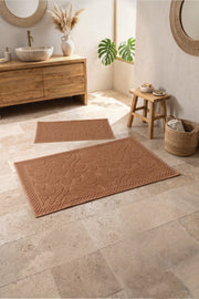 Aura Jakarlı Kaymaz Taban Pamuklu Paspas Seti Vine Coral 60x90+40x60