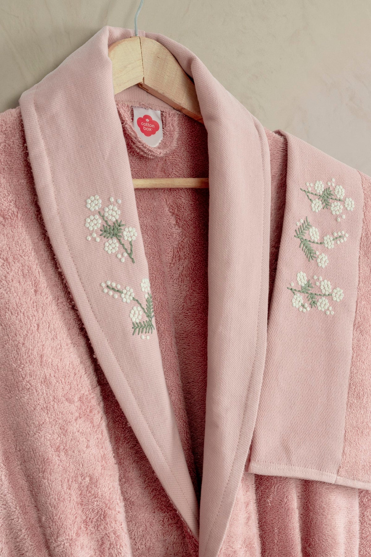 Bamboo Pure Embroidered Family Bathrobe Set Floris Powder-Beige