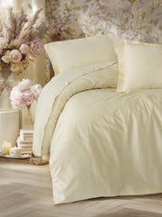 Elegant Saten Çift Kişilik Nevresim Takımı Bej