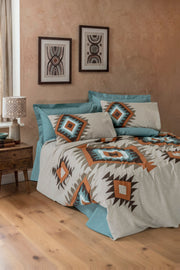 Ethnic Çift Kişilik Nevresim Takımı Nomad Mint