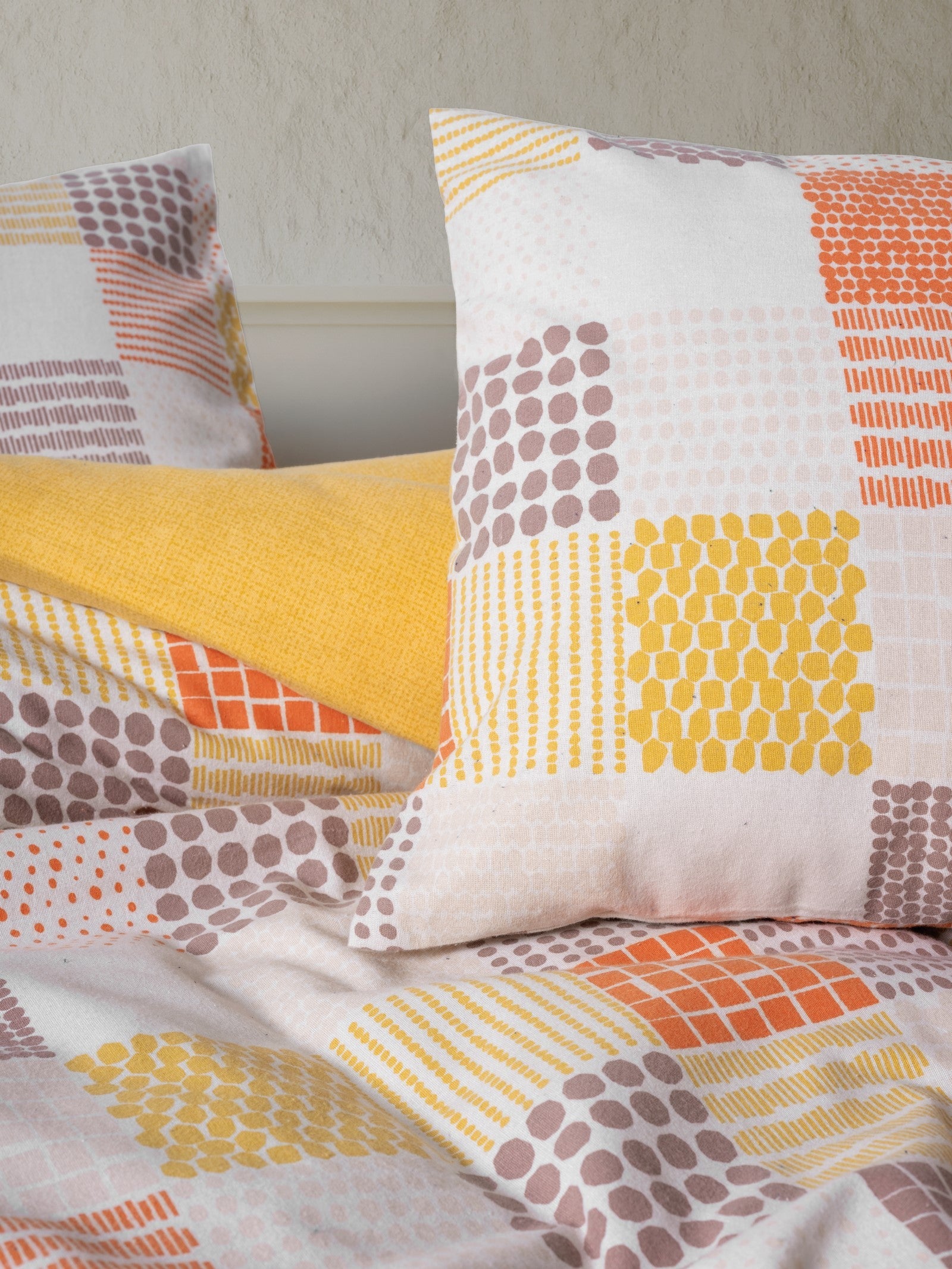 Flanel Çift Kişilik Nevresim Takımı Palm Hardal