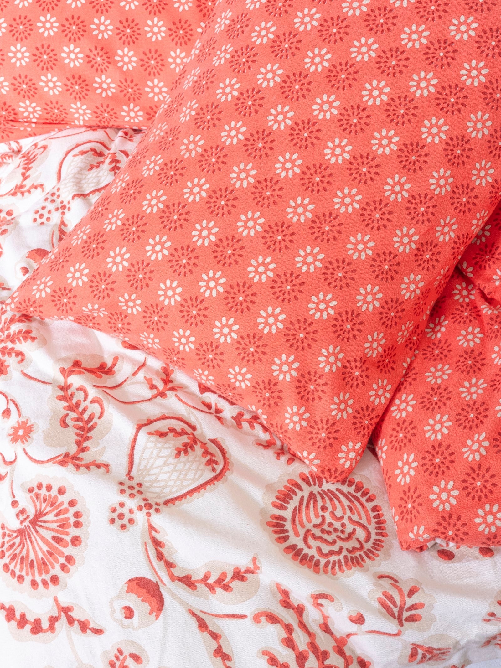 Flanel Tek Kişilik Nevresim Takımı Flowerland Kırmızı