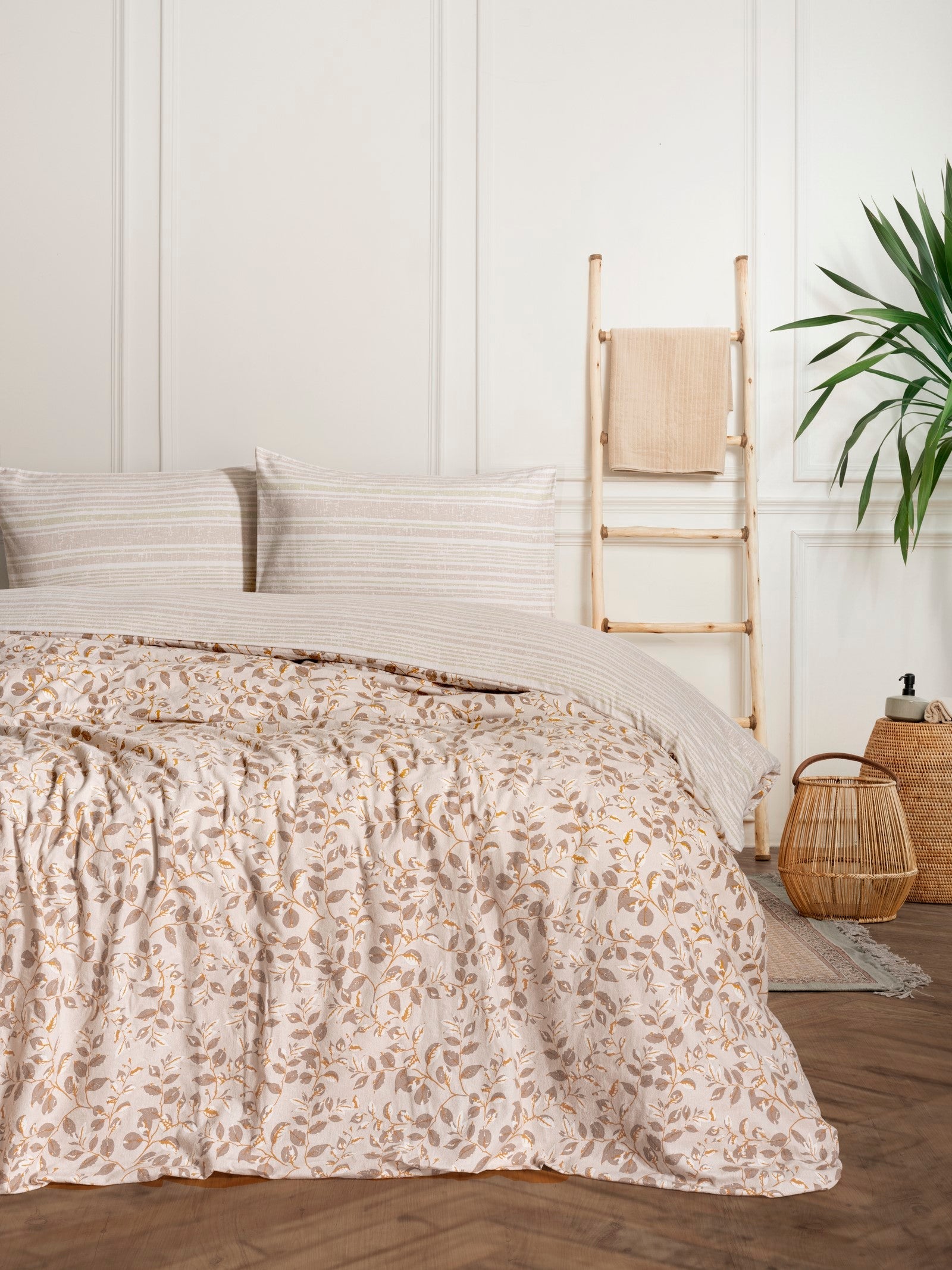 Flanel Tek Kişilik Nevresim Takımı Roof Yeşil