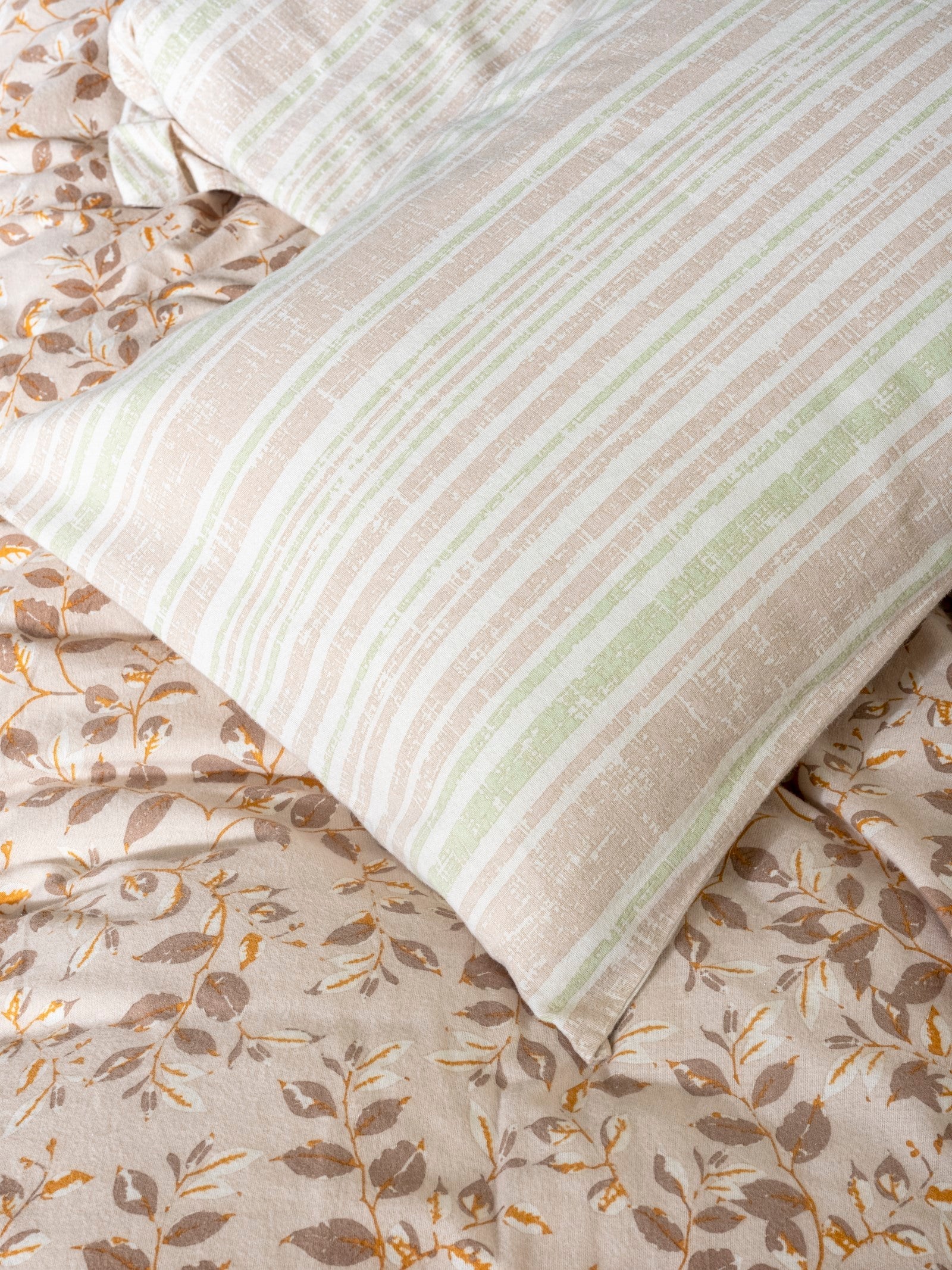 Flanel Tek Kişilik Nevresim Takımı Roof Yeşil