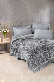Fleece Çift Kişilik Yatak Örtülü Nevresim Takımı Volute Gri