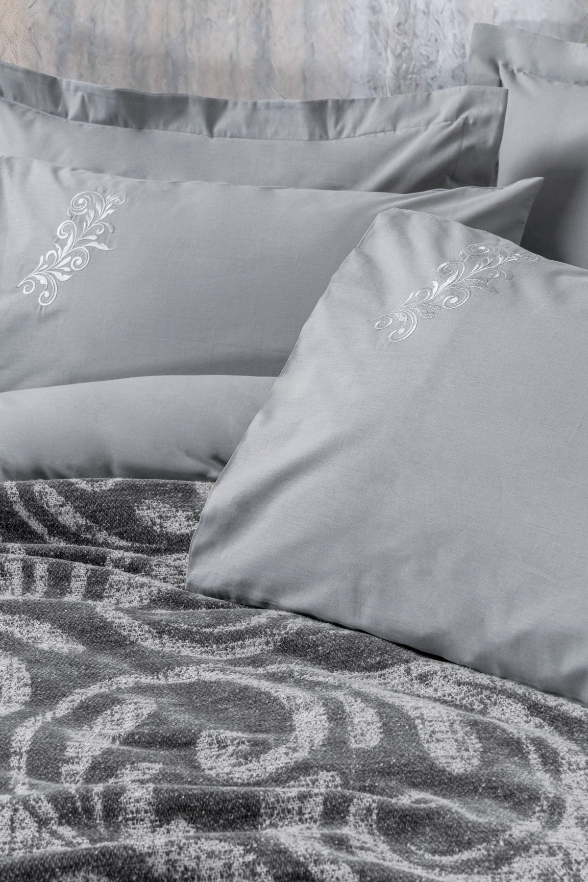 Fleece Double Duvet Cover Set Volute Grey