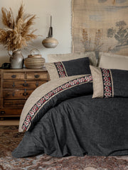 Folk Art Double Duvet Cover Set Yamka Beige