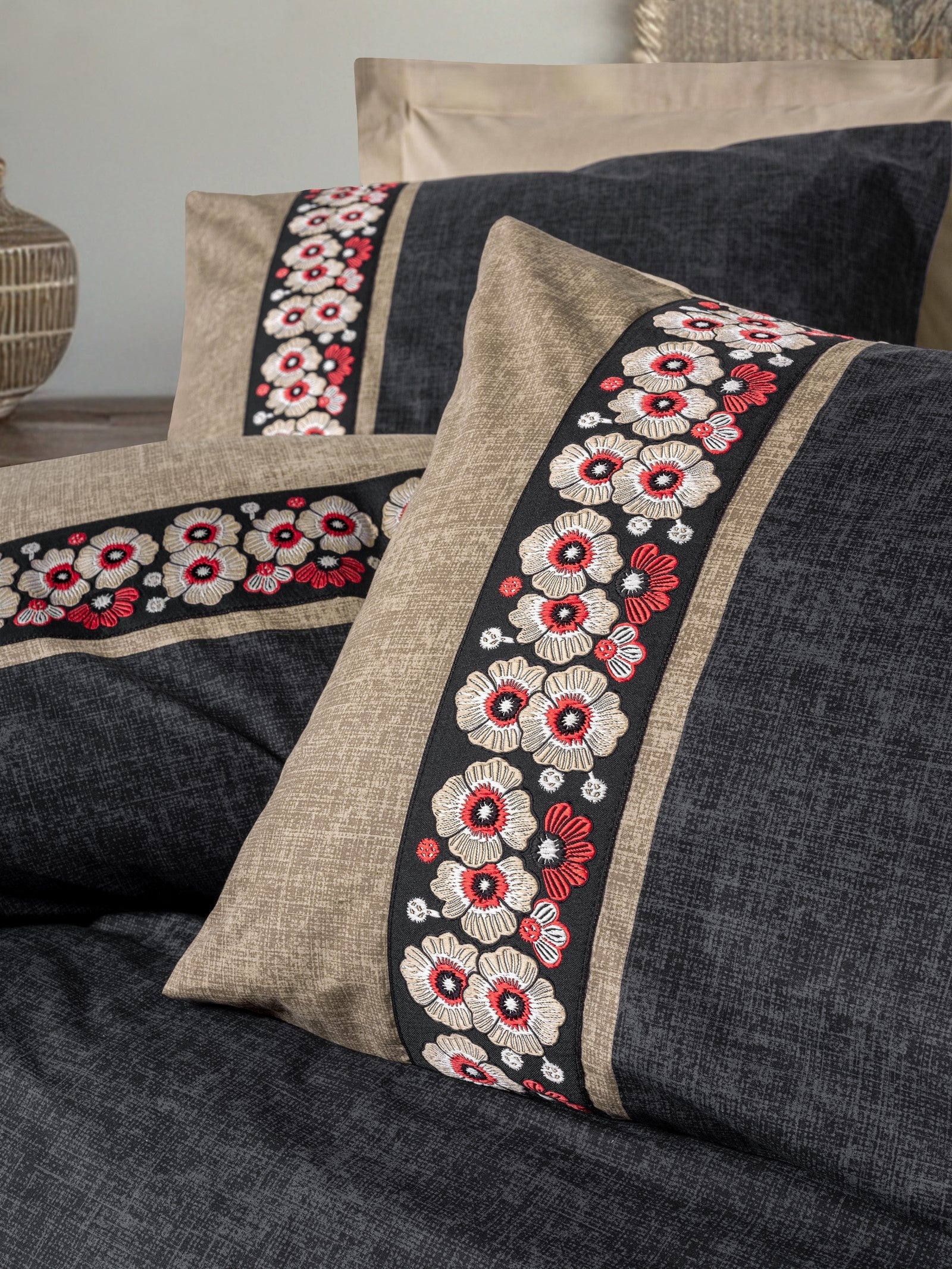Folk Art Double Duvet Cover Set Yamka Beige