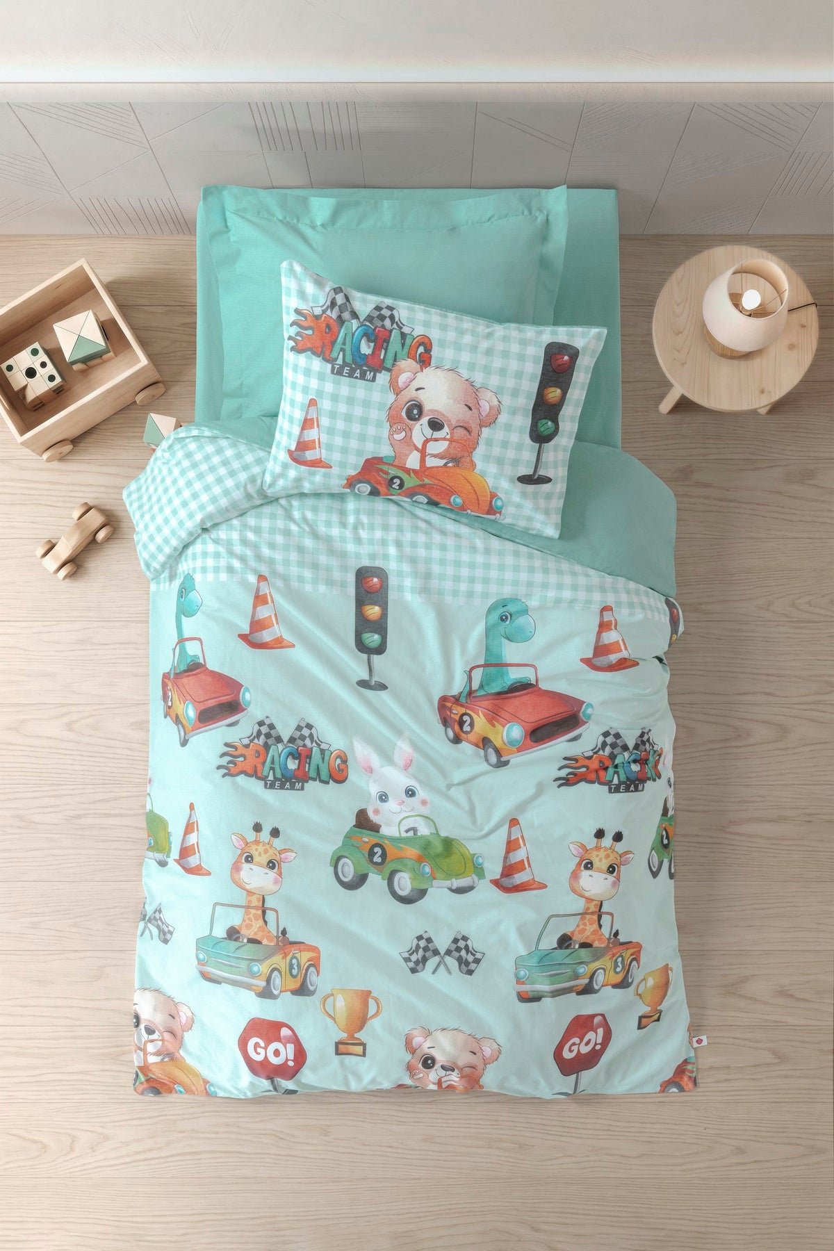 Junior Tek Kişilik Nevresim Takımı Vroom Mint