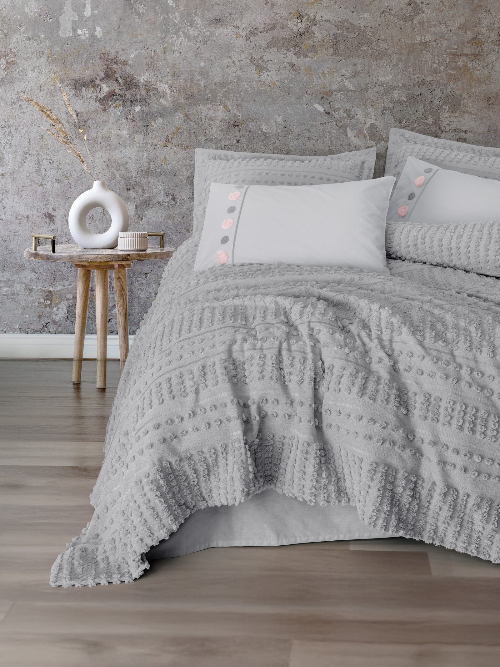 Limi Çift Kişilik Yatak Örtülü Nevresim Takımı Siva Gri