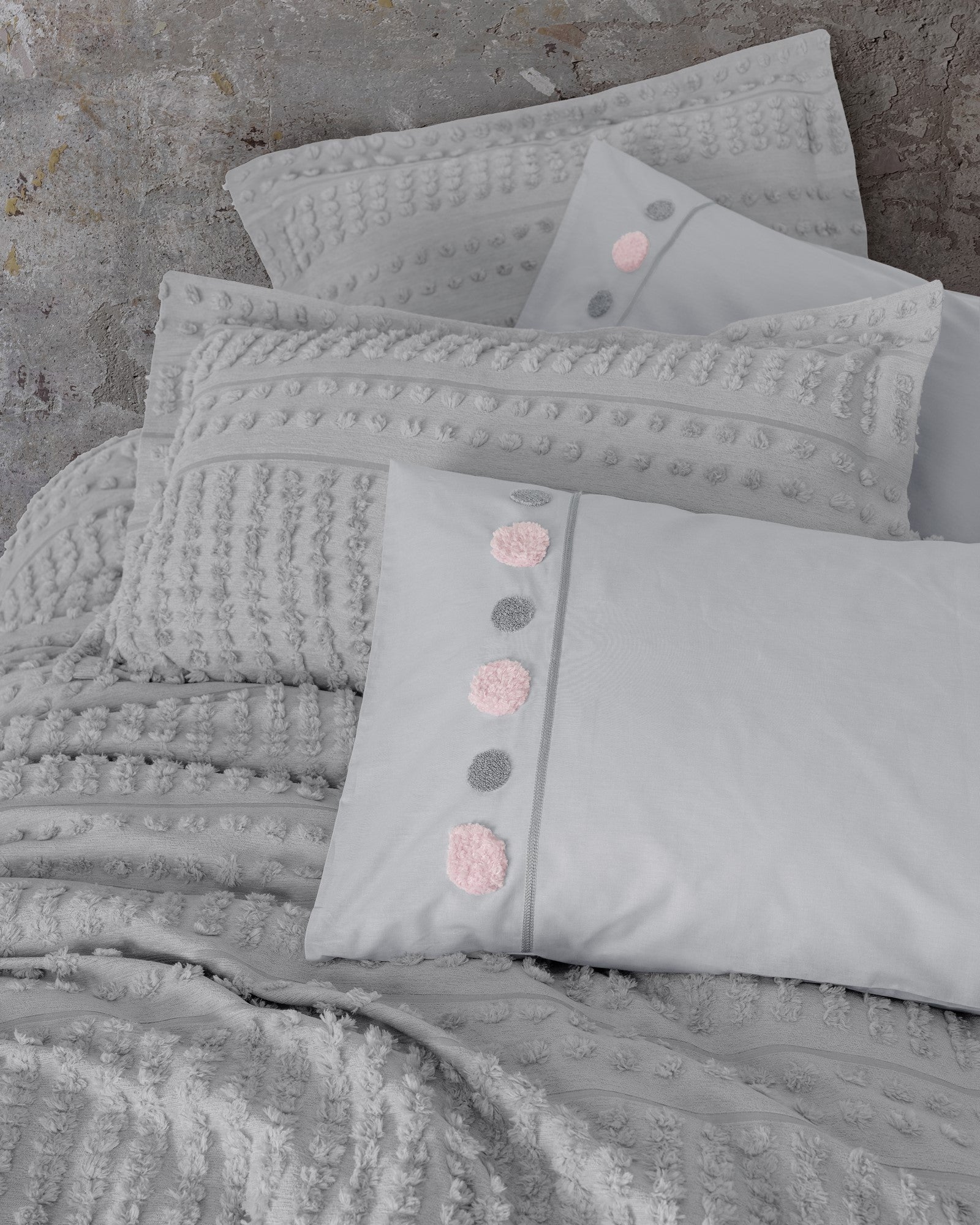 Limi Çift Kişilik Yatak Örtülü Nevresim Takımı Siva Gri