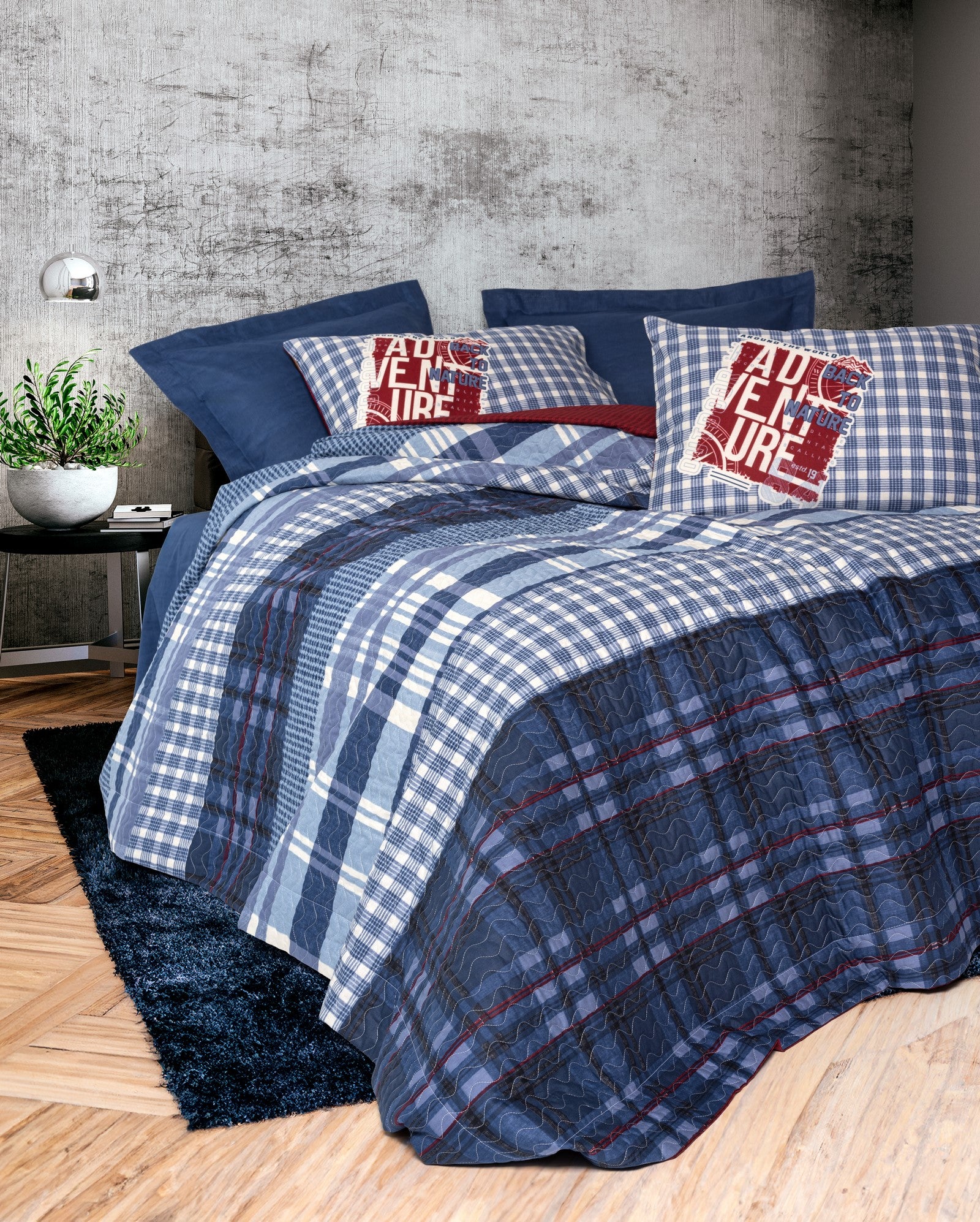 Masculine Double Complete Set Roger Navy Blue – Cotton Box