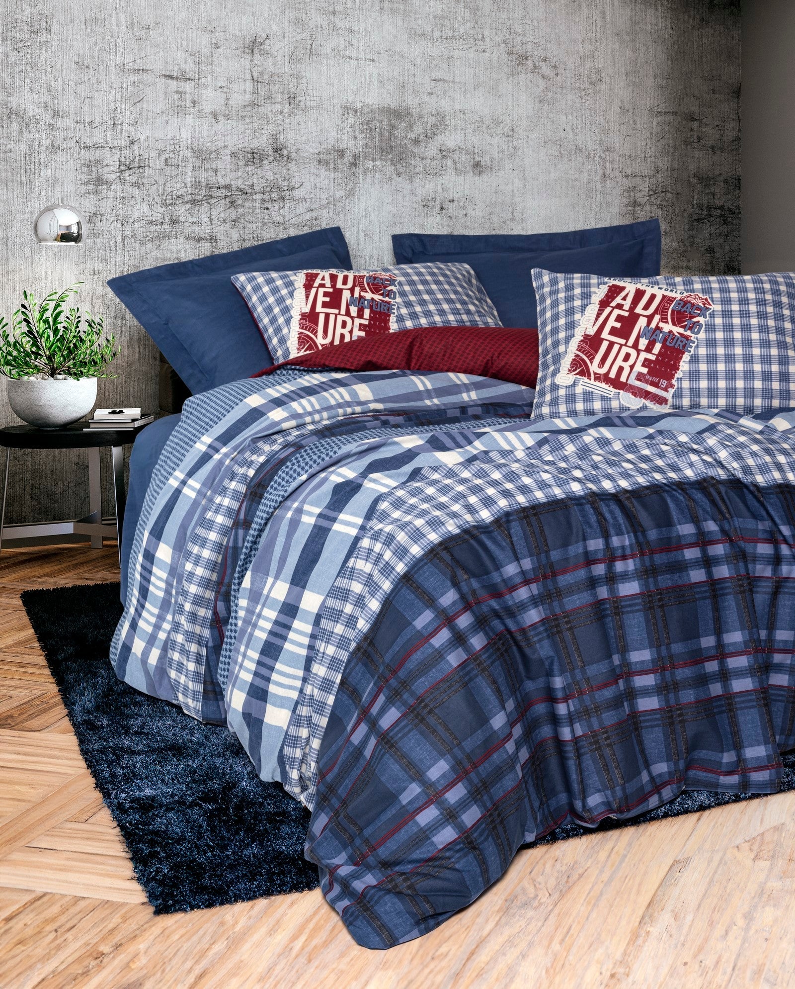 Masculine Single Duvet Cover Set Roger Navy Blue