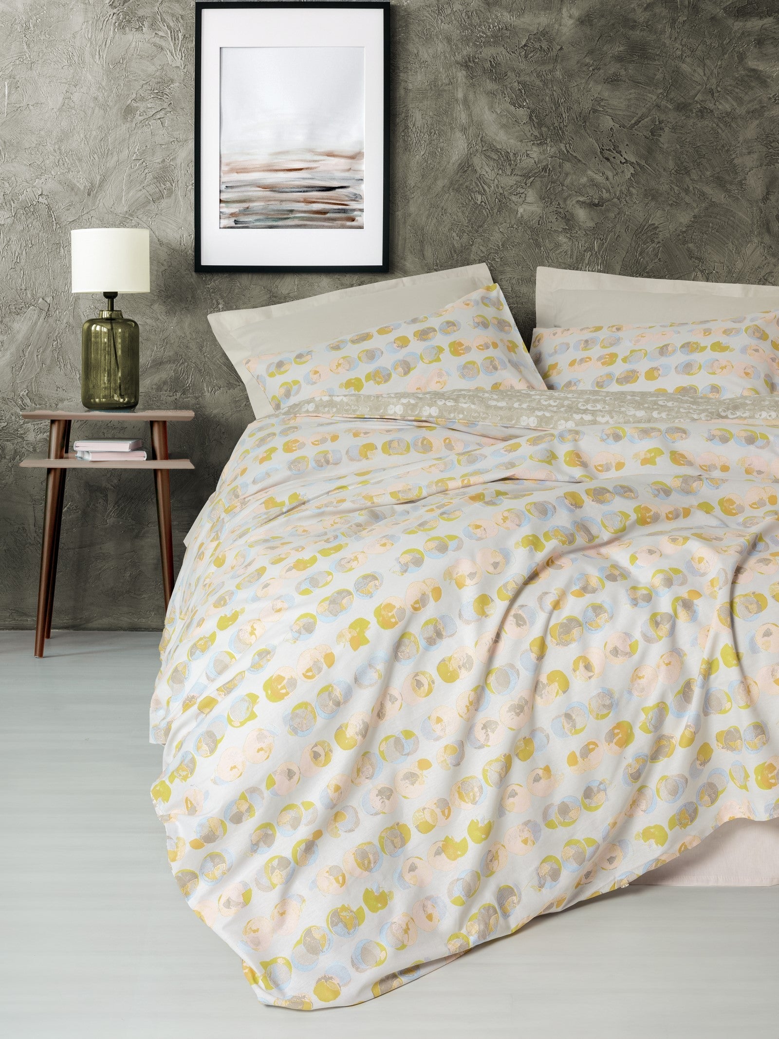 Minimal Double Duvet Cover Set with Fitted Sheet Jocus Beige